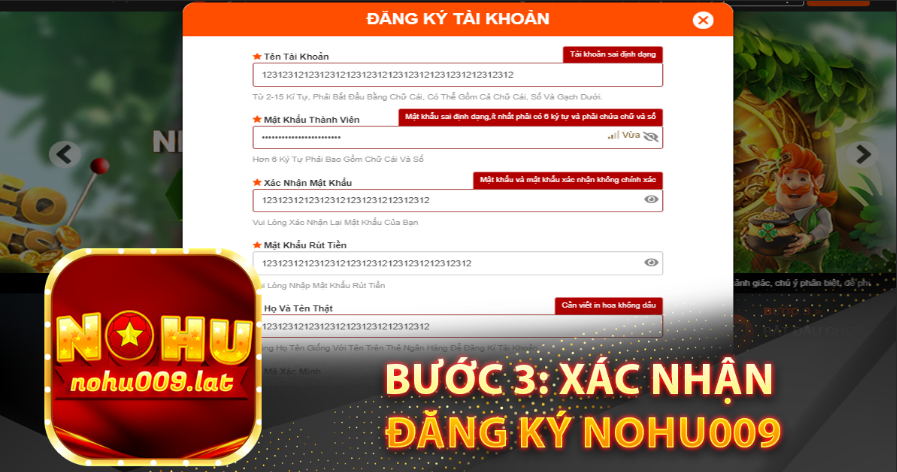 Bước 3: Xác nhận đăng ký Nohu009